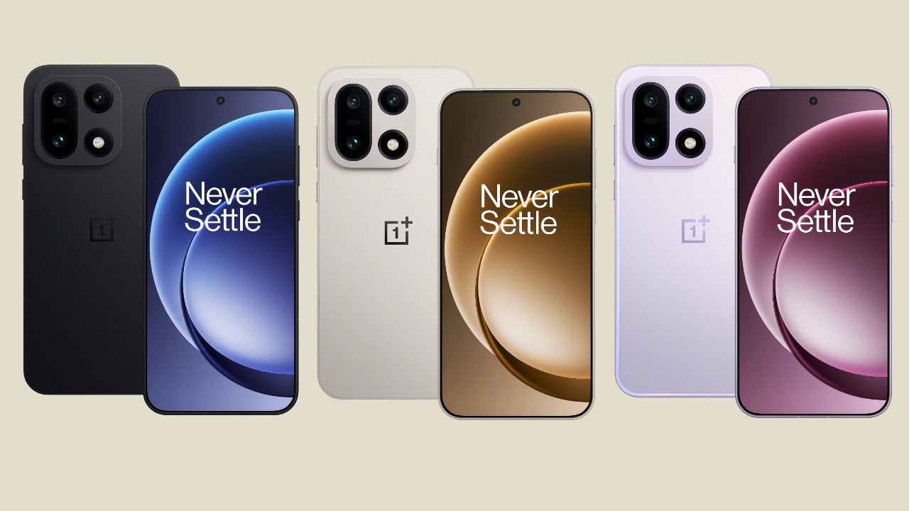 El diseño al completo del OnePlus 15 en sus tres tonalidades disponibles