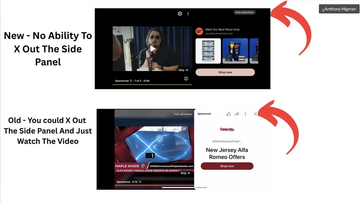 Nuevo panel (arriba) vs Viejo panel (abajo)