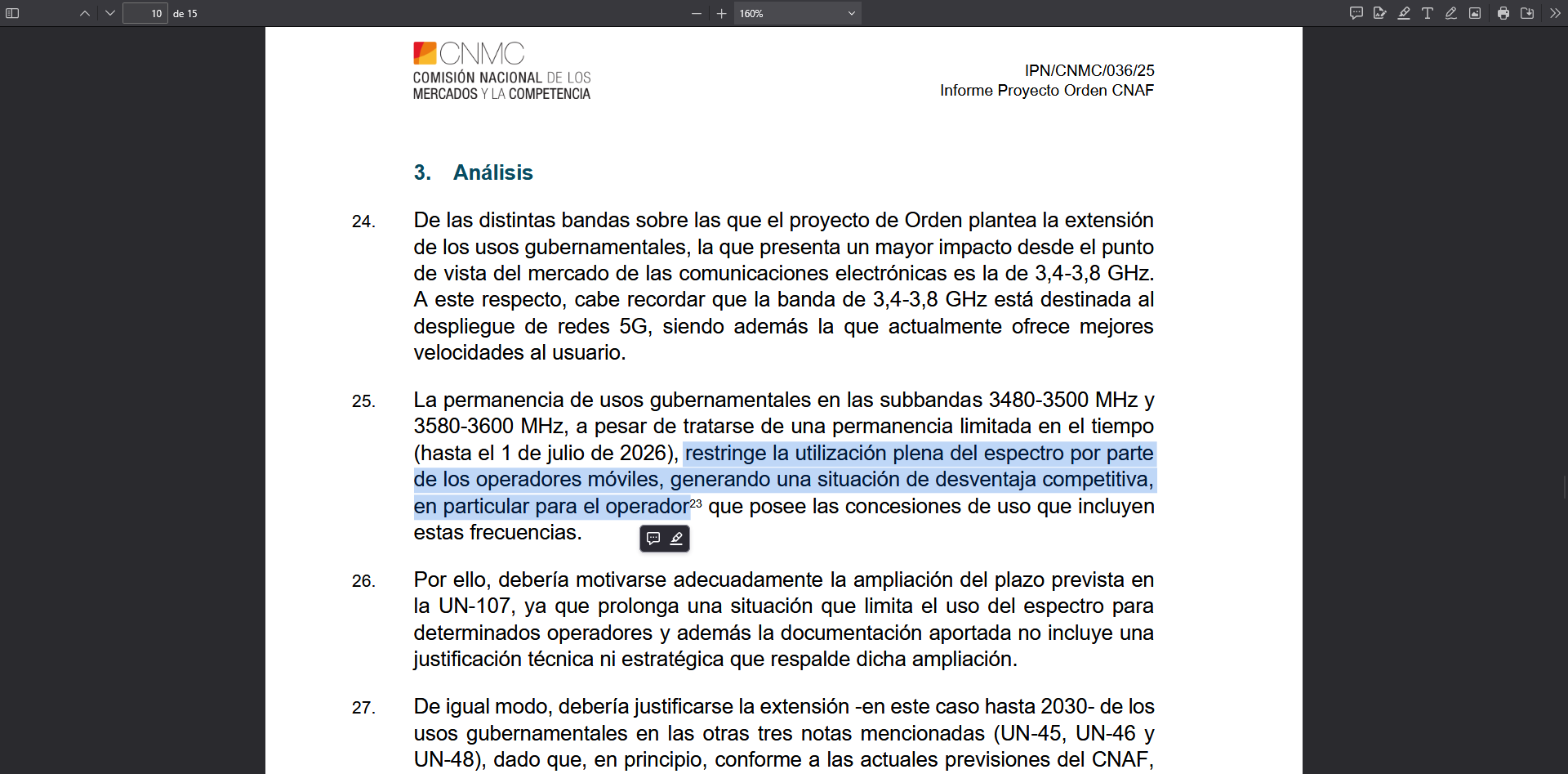 Análisis de la CNMC