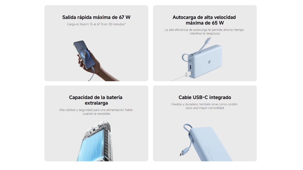 Las principales característica de la Xiaomi 67 Power Bank 20.000
