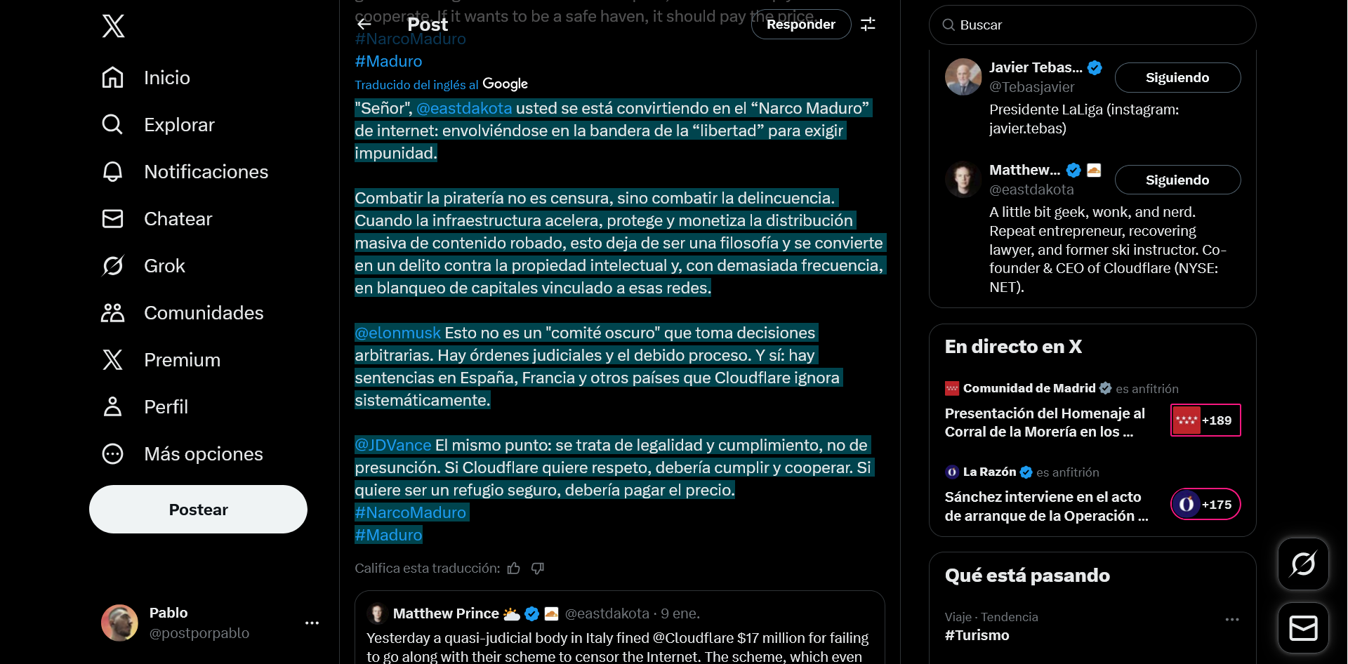 Traducción del post de Tebas, citando al anterior de Prince