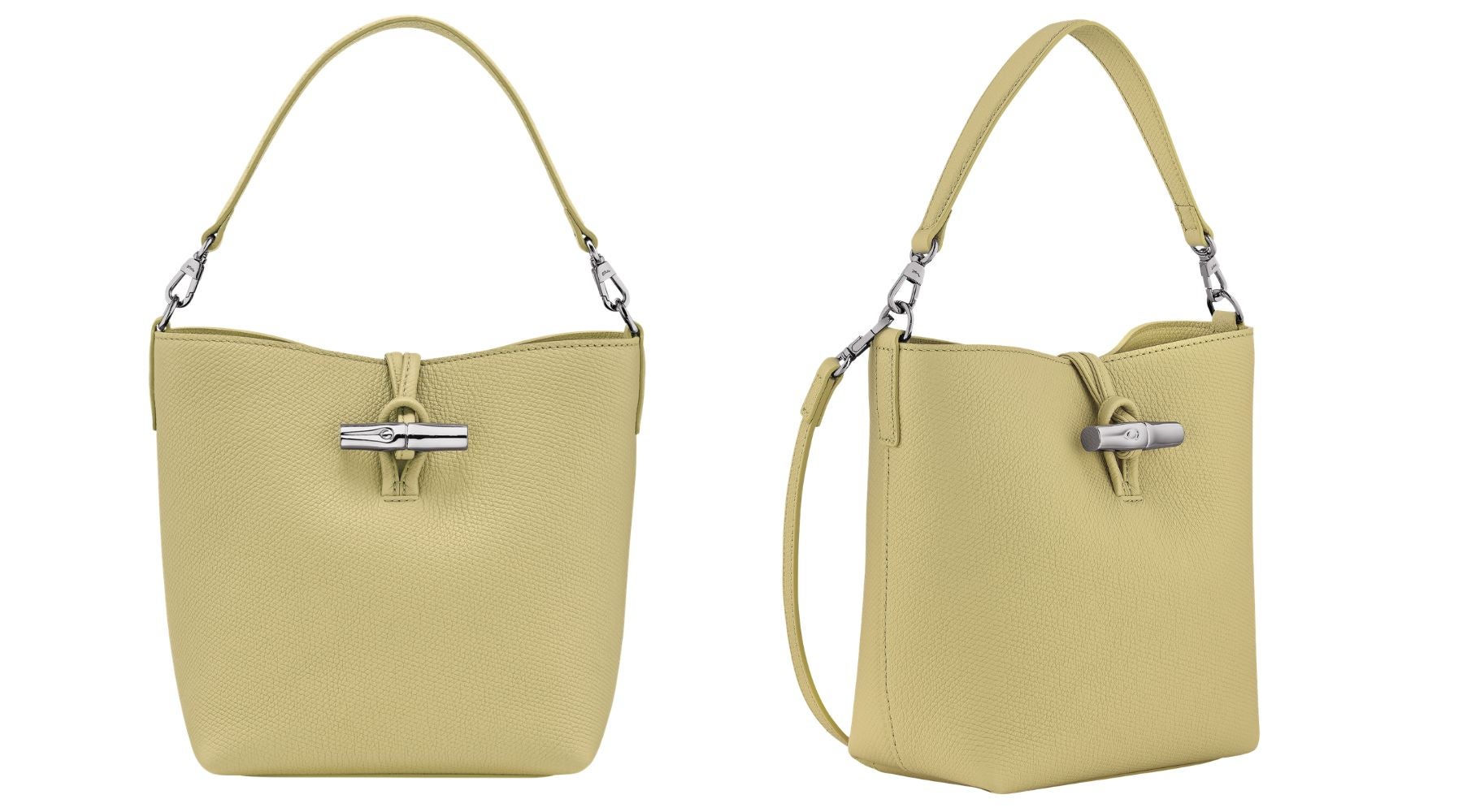 Le Roseau Bucket Bag en color pistacho (490 €) | Longchamp
