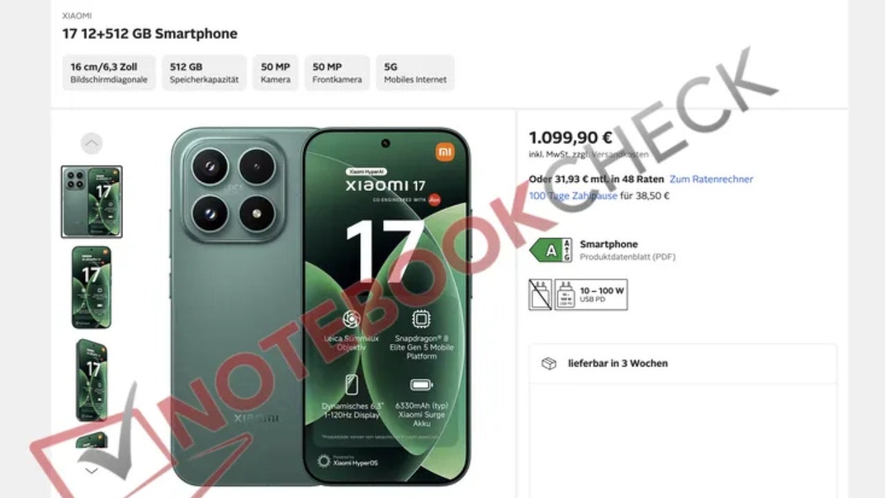 El Xiaomi 17 de 12+512 GB ha aparecido en un minorista alemán con el mismo precio de salida al mercadoque su predecesor