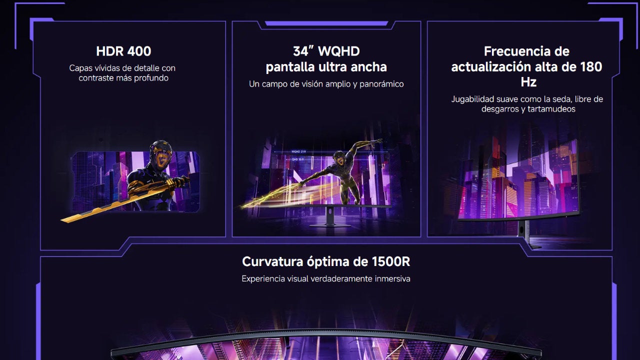 Las principales características del Xiaomi Curved Gaming Monitor G34WQi 2026