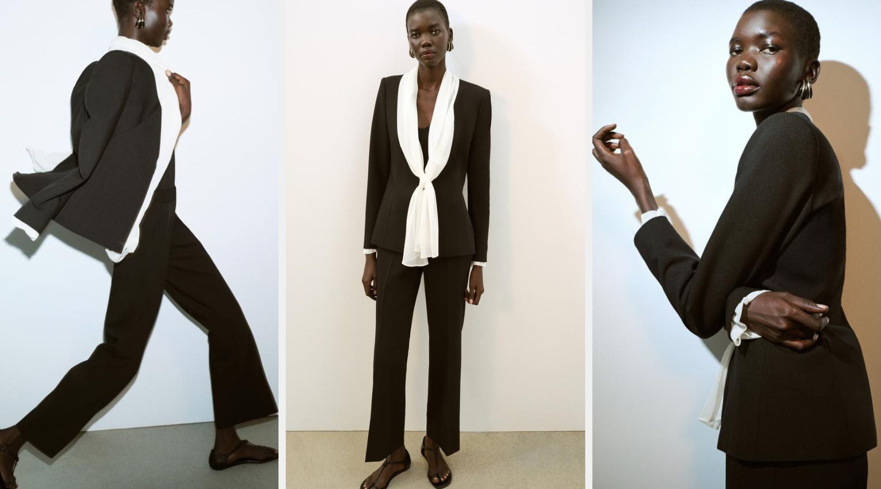 Blazer lazada pañuelo (49,95 €) y pantalón recto tiro alto (35,95 €) | Zara