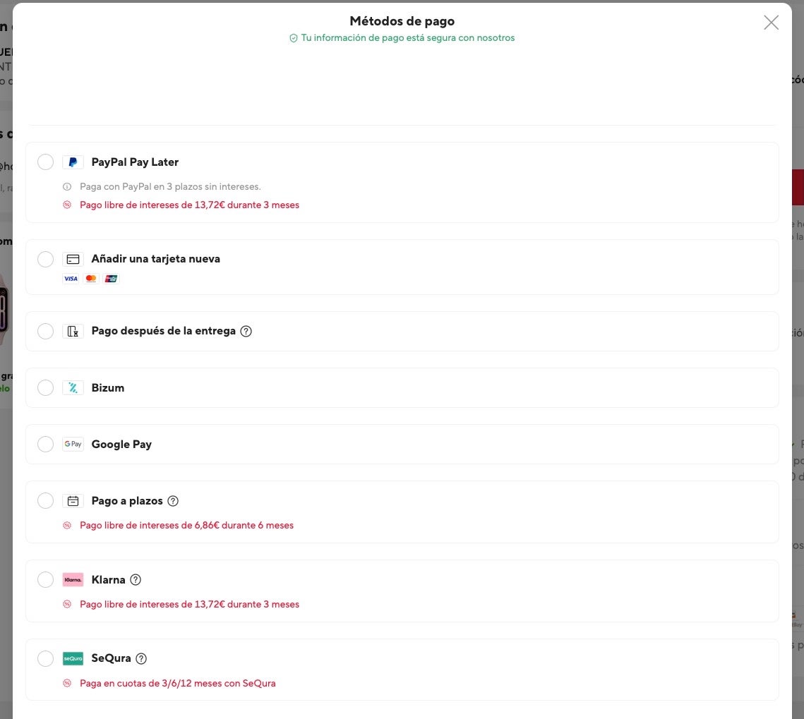 Métodos de pago aceptados por AliExpress