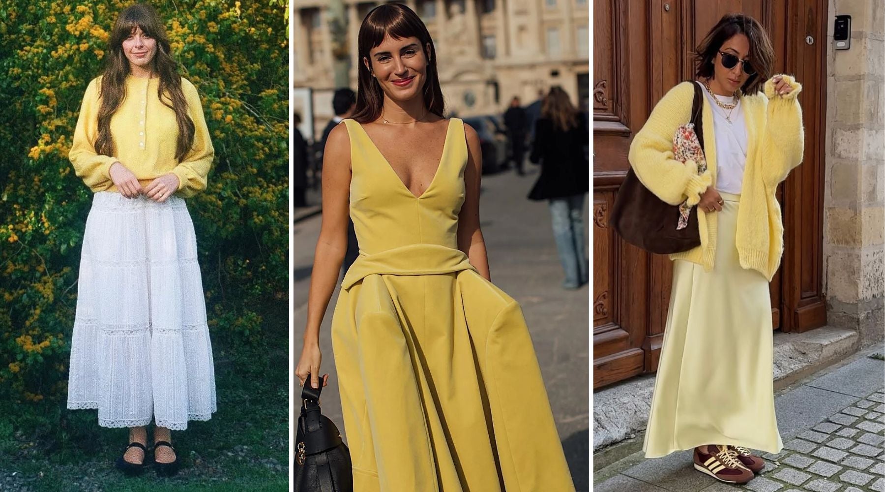 El amarillo limón puede dominar el look o aparecer como un toque de color | @sophia_rosemary, Launchmetrics Spotlight y @ilhamette_