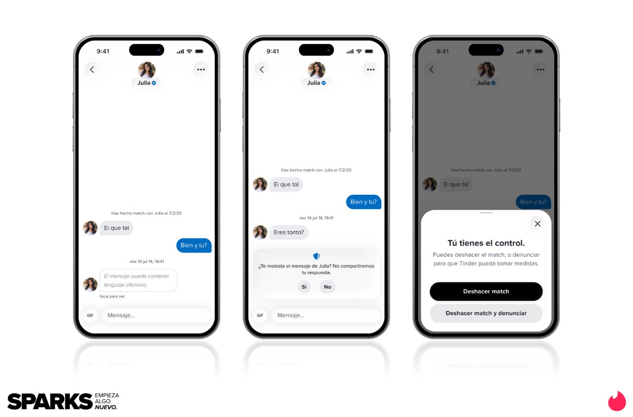 La nueva función de Tinder detecta mensajes potencialmente ofensivos