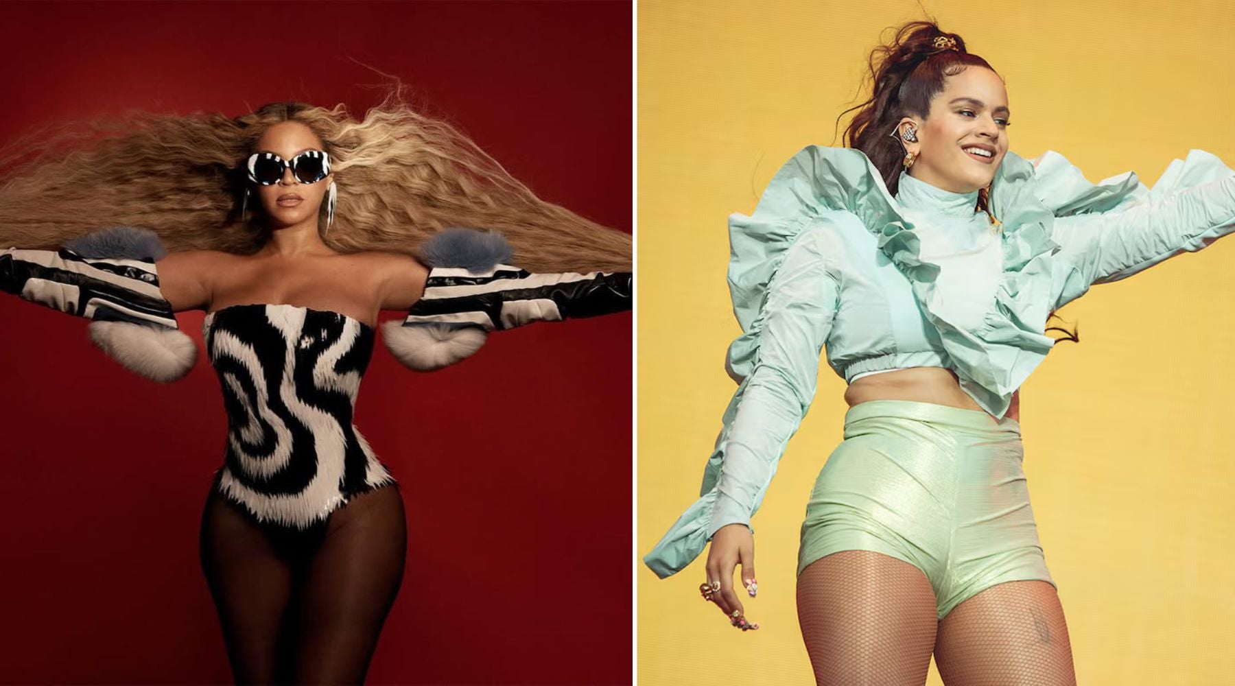 Beyoncé y Rosalía son algunas de las artistas que han llevado diseños de la firma DOMINNICO | @iamdomingorodriguez y Getty Images