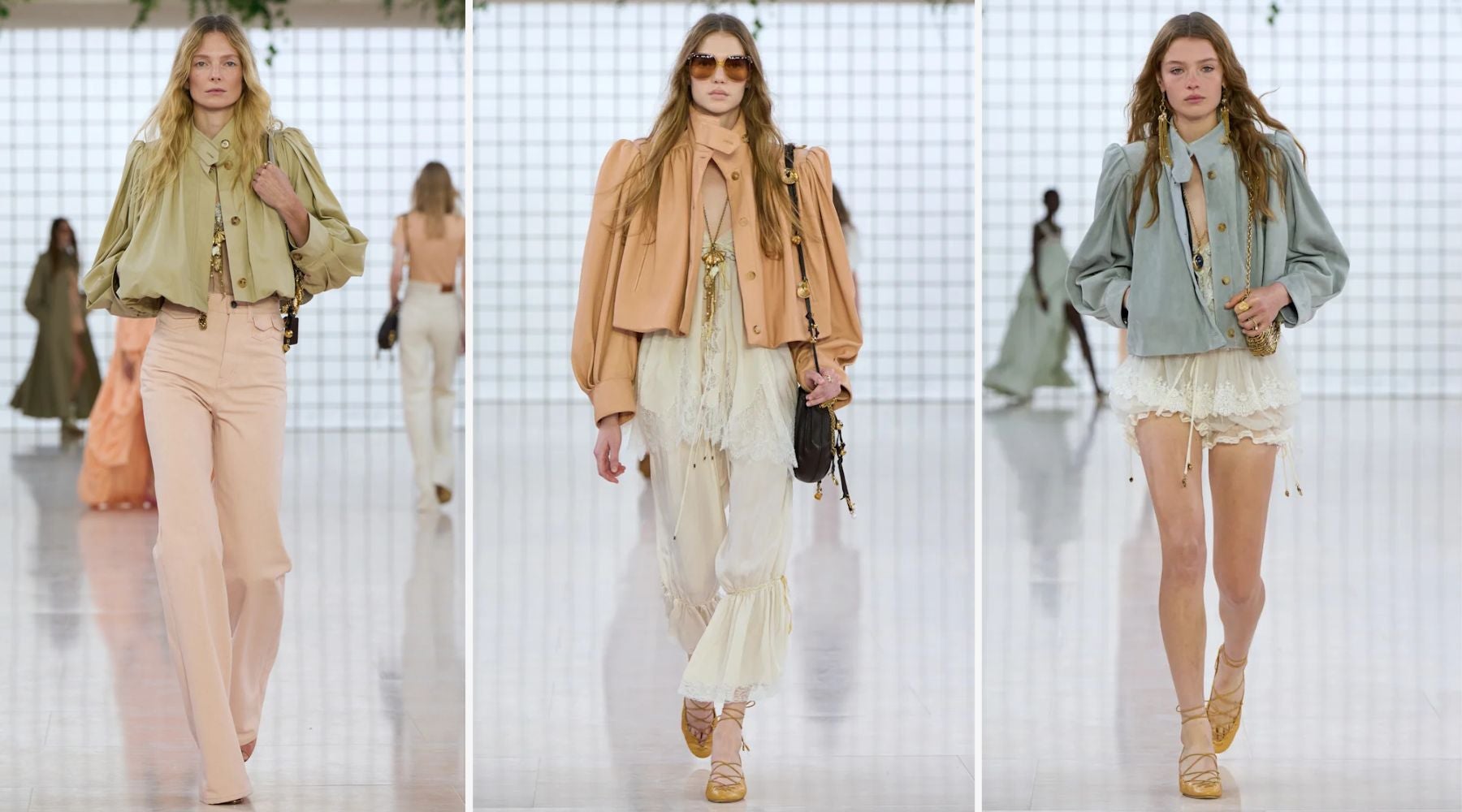 Chaquetas con mangas abullonadas en la colección primavera-verano 2025 de Chloé | Launchmetrics Spotlight