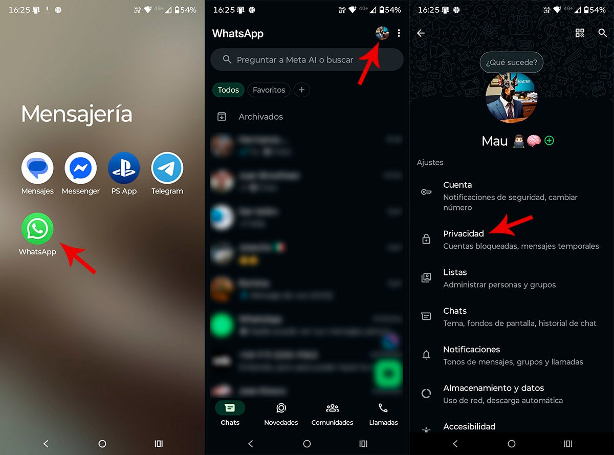 La función se encuentra dentro de los ajustes de privacidad de WhatsApp.