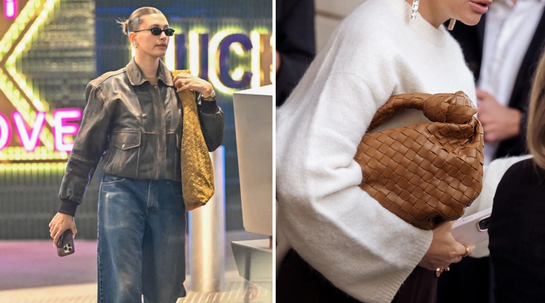 Los bolsos trenzados aparecen tanto en looks de street style como en estilismos de celebridades como Hailey Bieber | Getty Images