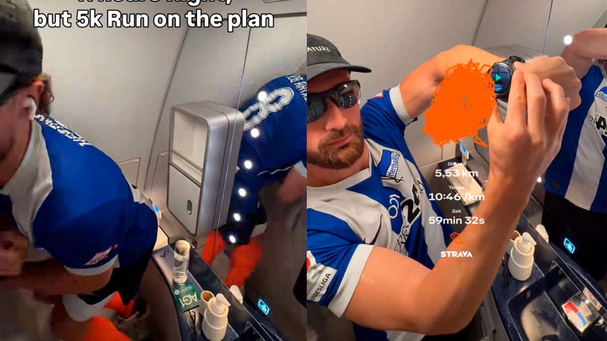 Un tiktoker se vuelve viral por correr más de 5 kilómetros en el baño de un avión