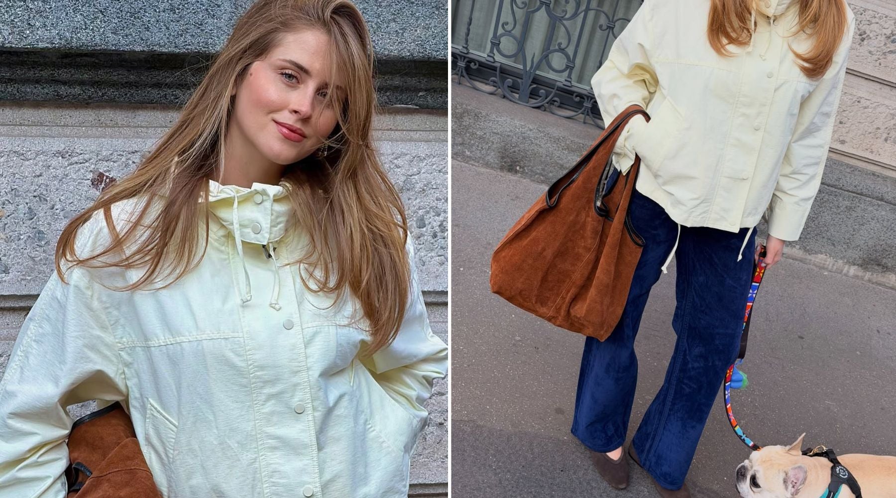 Valentina Ferragni combina vaqueros rectos y bailarinas en tono chocolate con la chaqueta de Parfois | @valentinaferragni