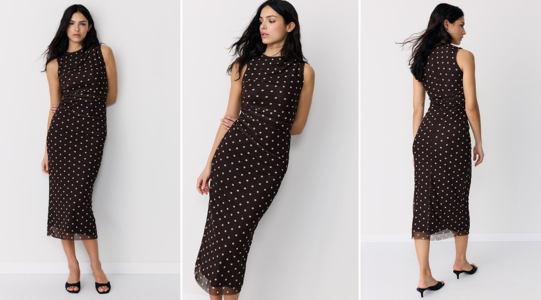 Vestido midi sin mangas de tul (25,99 €) | Stradivarius