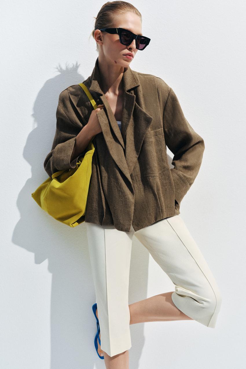 Bomber de lino con mezcla de lana en marrón (99,95 €) | Zara