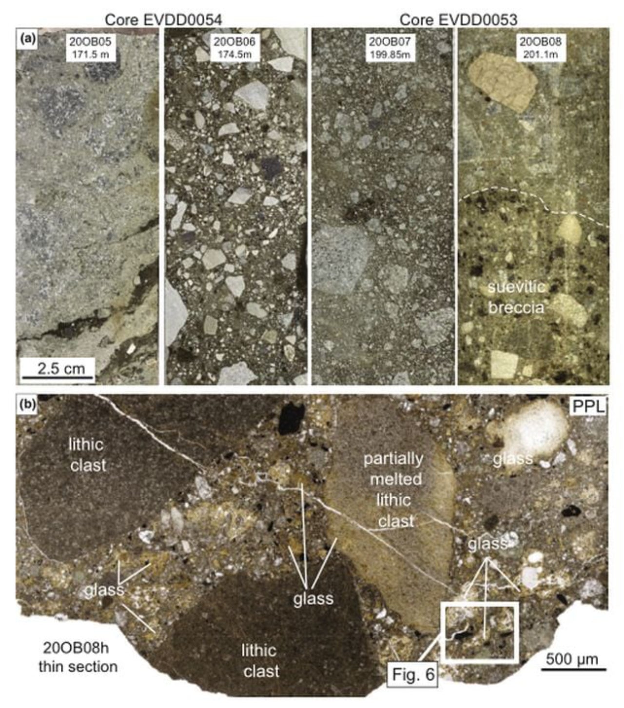 Varias de las brechas que hay en el lugar donde cayó el meteorito