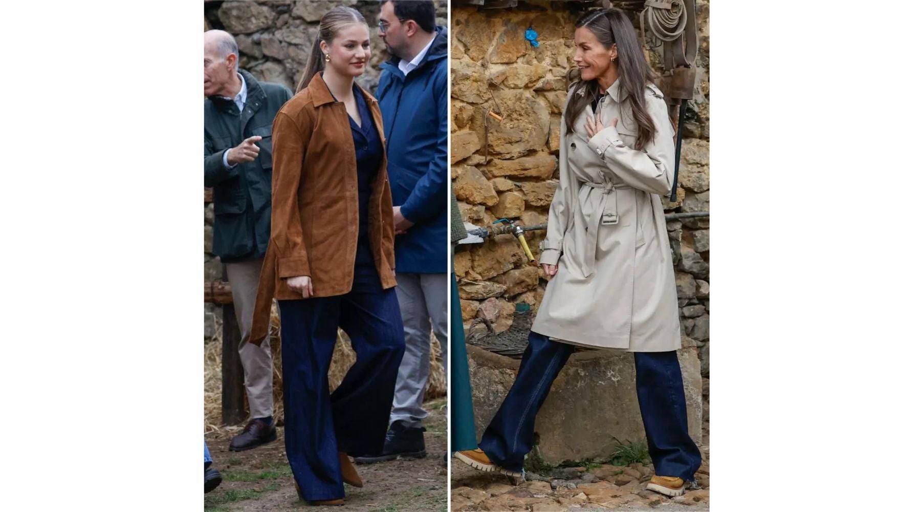 Leonor y Letizia coincidieron en el denim durante su visita a Valdesoto en 2025 | GTRES