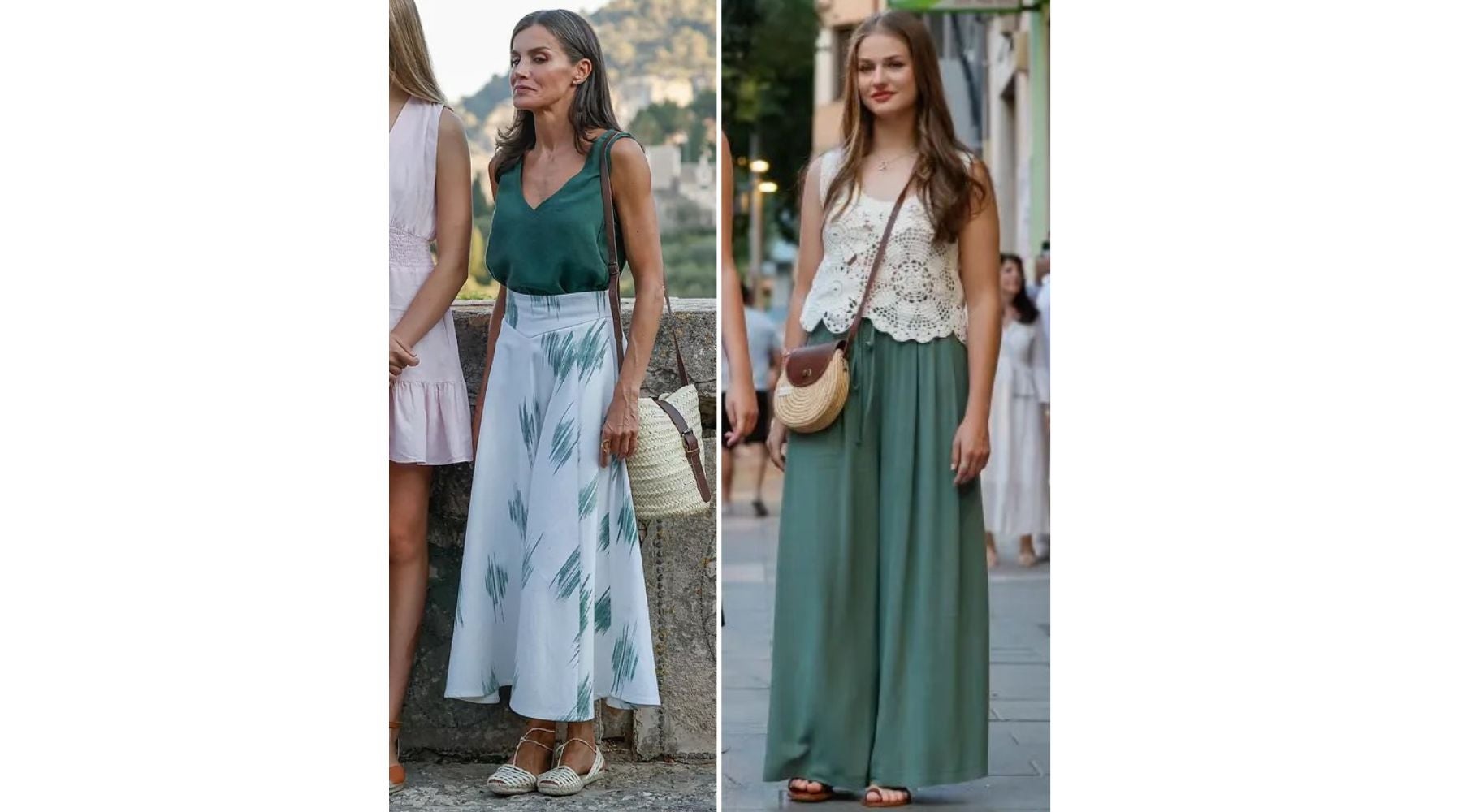 Letizia y Leonor coinciden en el verde y los tonos claros en dos looks de verano | GTRES