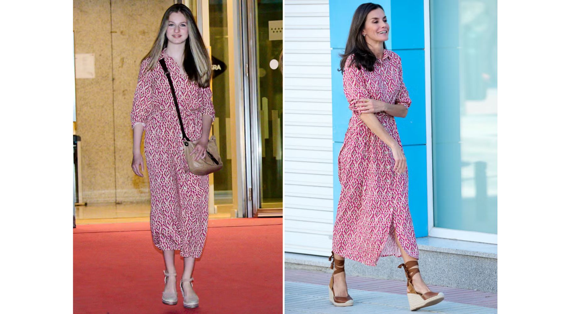 Leonor estrenó el vestido de Dándara en junio de 2022 y Letizia lo llevó apenas un mes después | GTRES