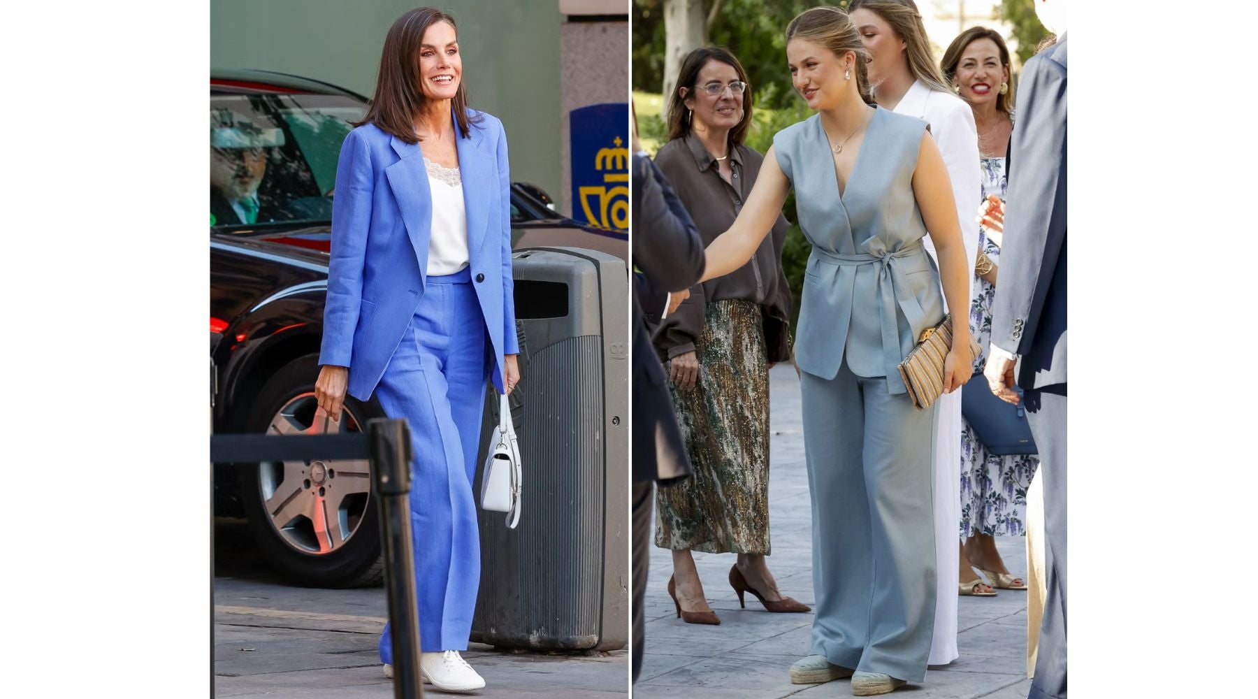 Letizia y Leonor coinciden en El Corte Inglés con dos estilismos de inspiración sastre en distintos tonos de azul | GTRES