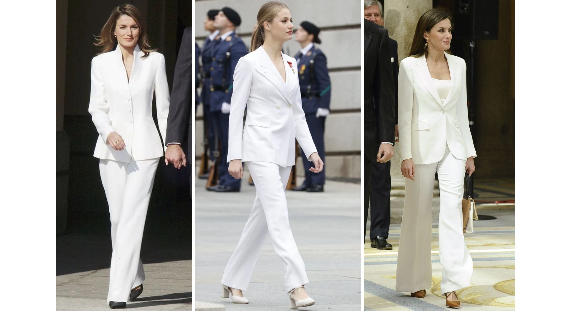 El traje blanco ha acompañado a Letizia y Leonor en algunos de sus momentos institucionales más importantes | GTRES