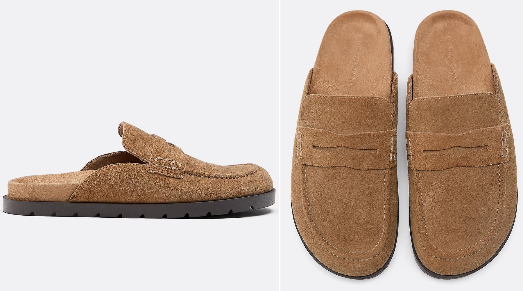 Zuecos mocasín destalonado piel (35,99 €) | Stradivarius