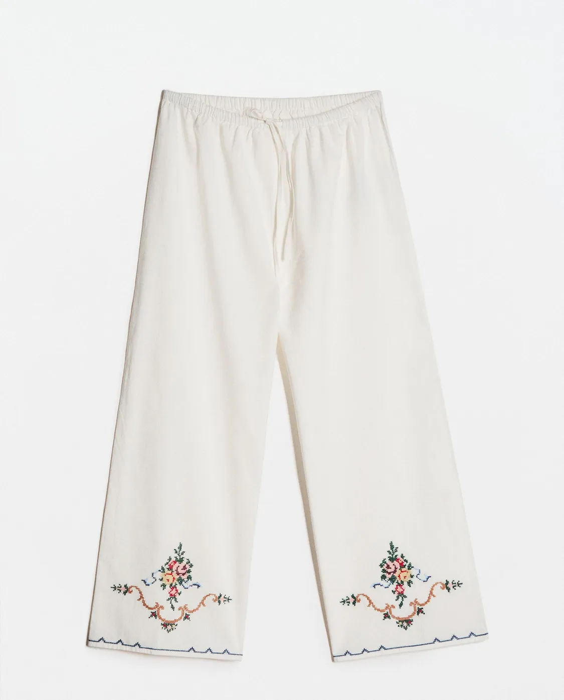 Pantalón algodón con lino bordado (29,99 €) | Zara Home