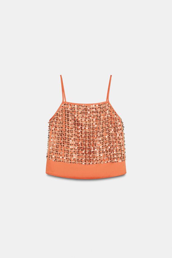 Top corto lentejuelas (25,95 euros) | Zara