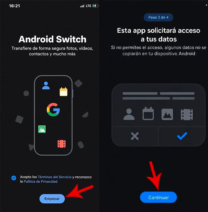 Debes vincular ambos móviles para iniciar la transferencia de datos