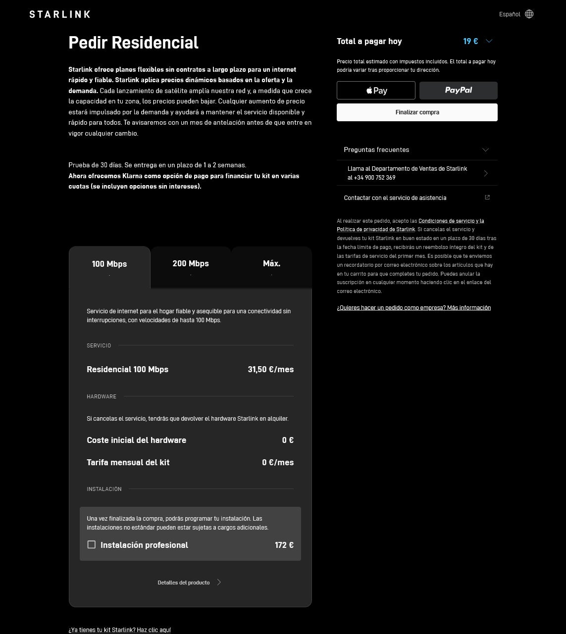 En mi caso, Residencial 100 baja de 35 a 31,50 | Starlink