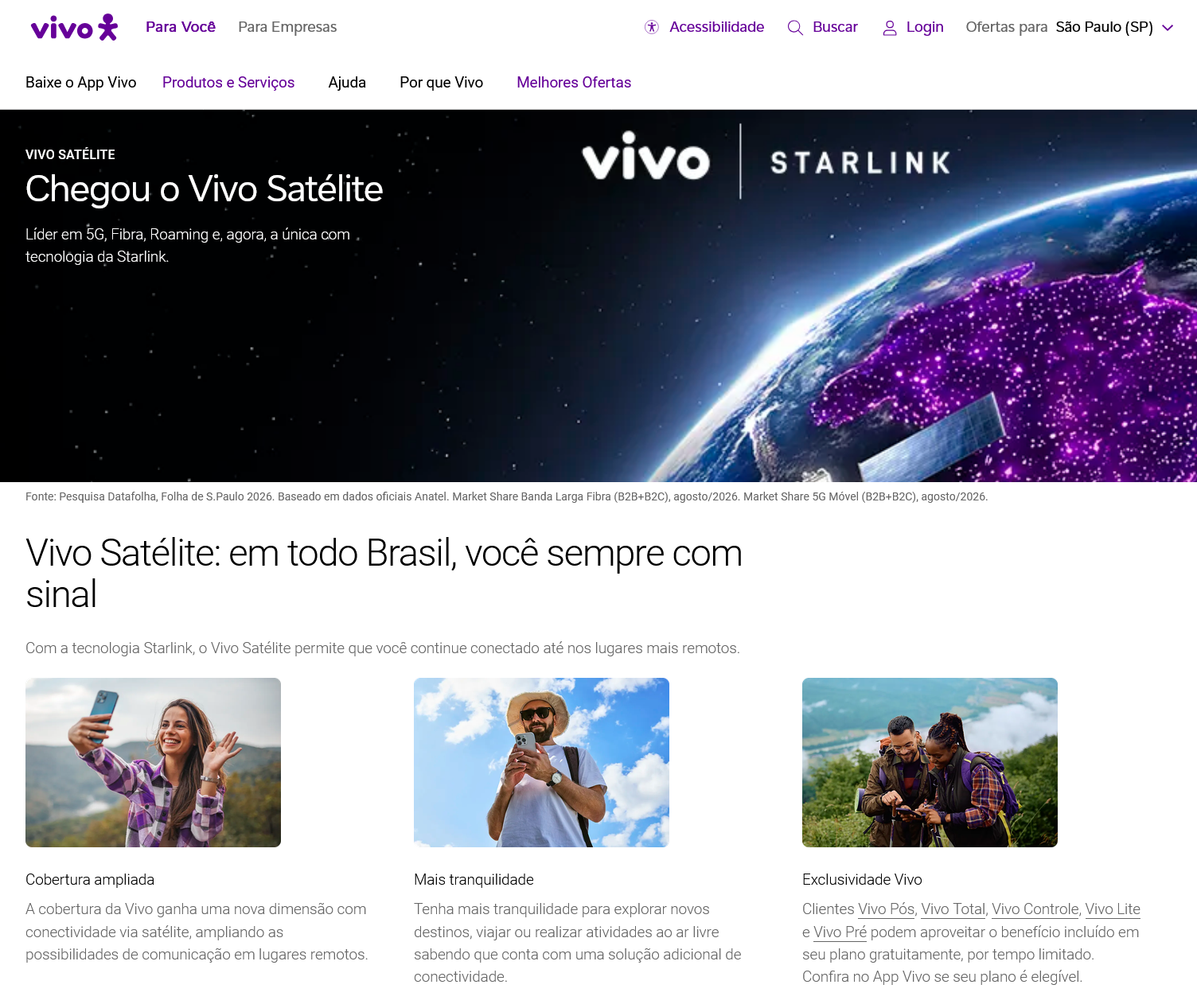"El satélite ha llegado" se anuncia en la página de Vivo