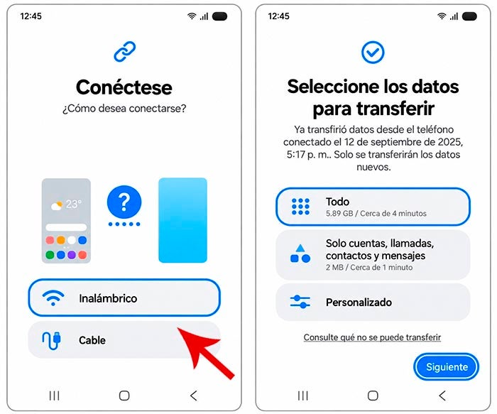 La transferencia de datos puede hacerse mediante un cable o de forma inalámbrica