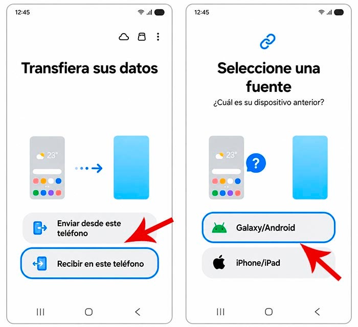 Puedes elegir a qué móvil quieres pasar los datos: Android o iOS
