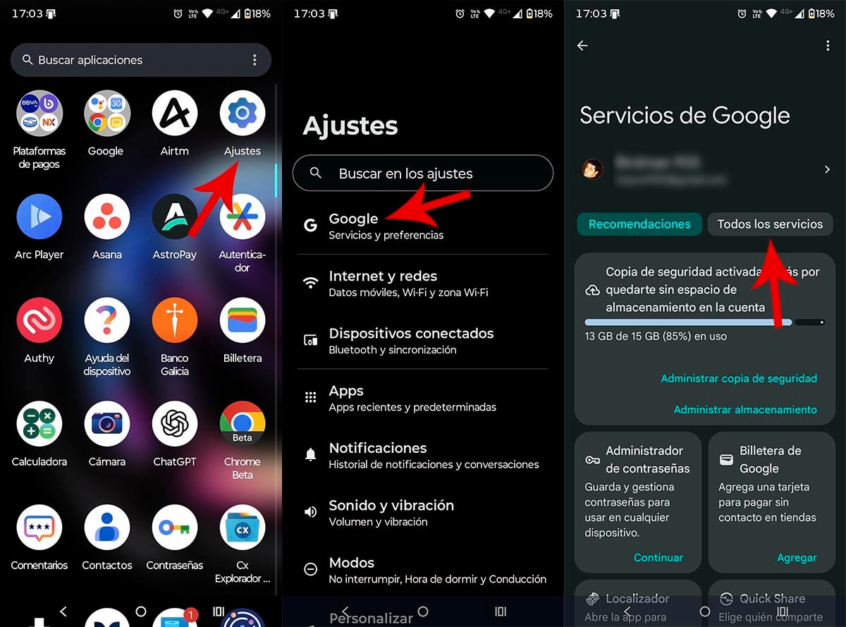 La copia de seguridad de tu móvil Android está dentro de los servicios que ofrece Google