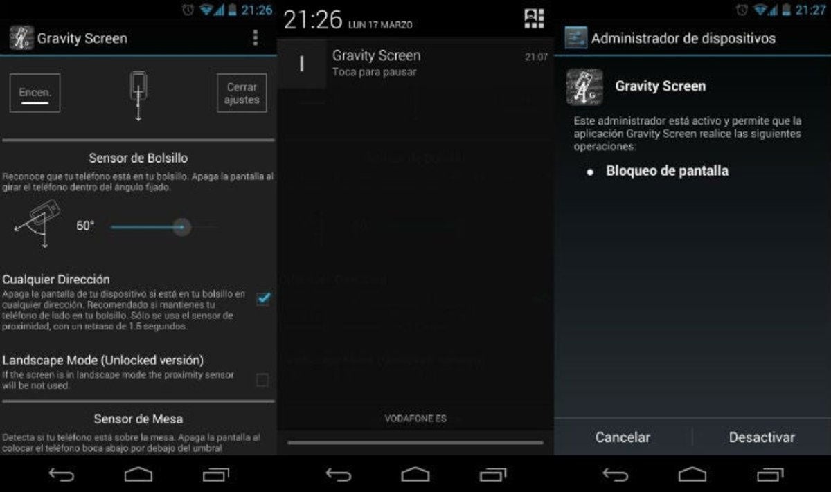 Gravity Screen Gravity Screen, apaga y enciende automáticamente la pantalla de tu ...