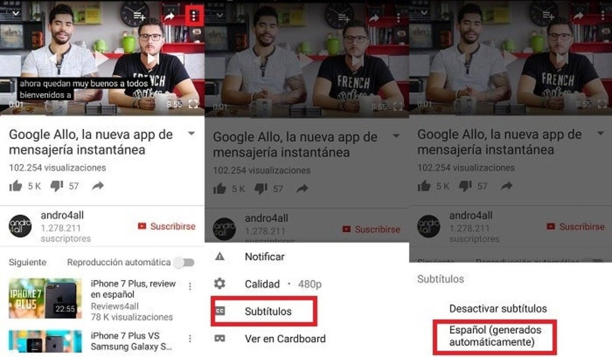 activar subtitulos youtube