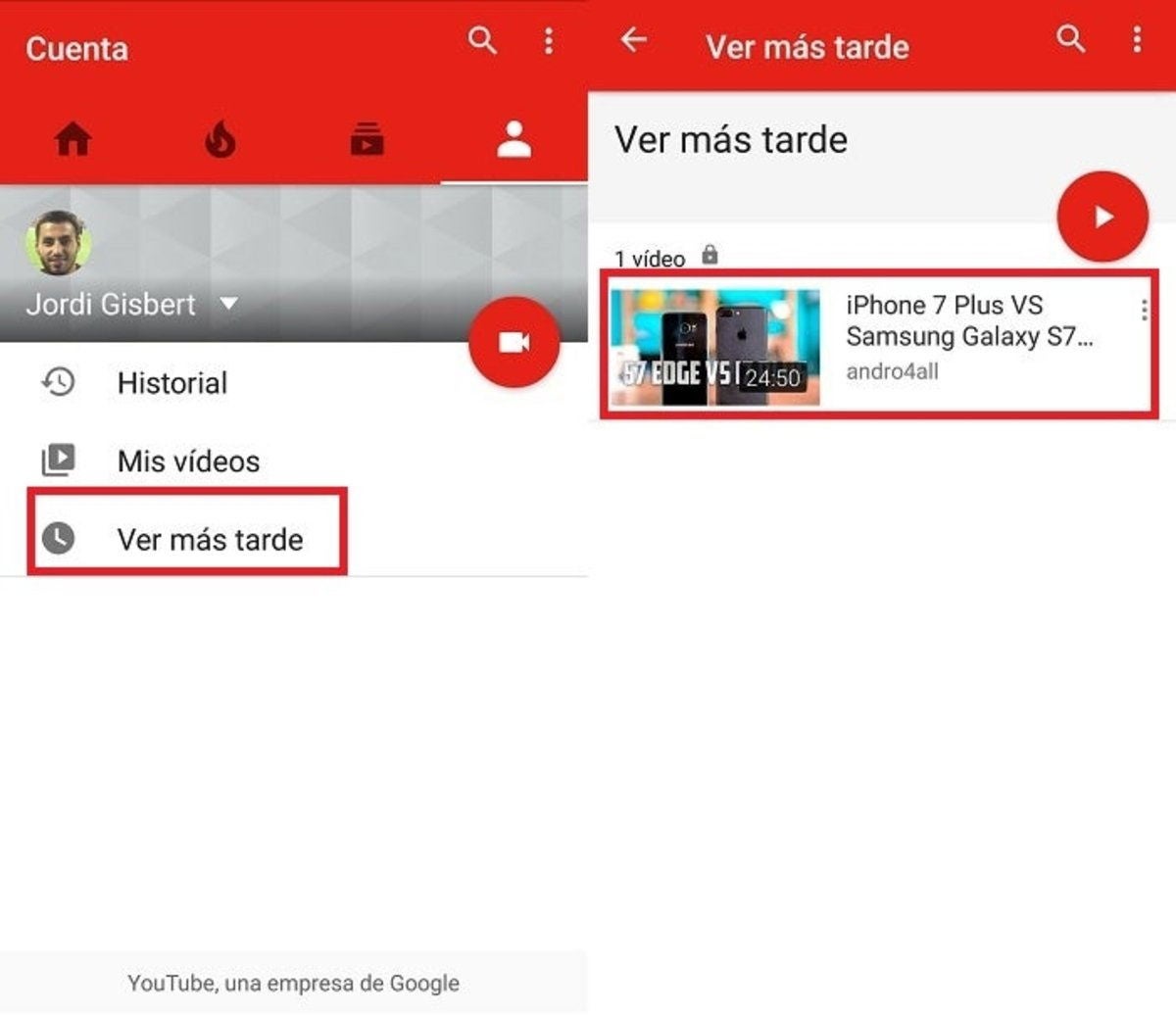 añadir videos mas tarde en youtube