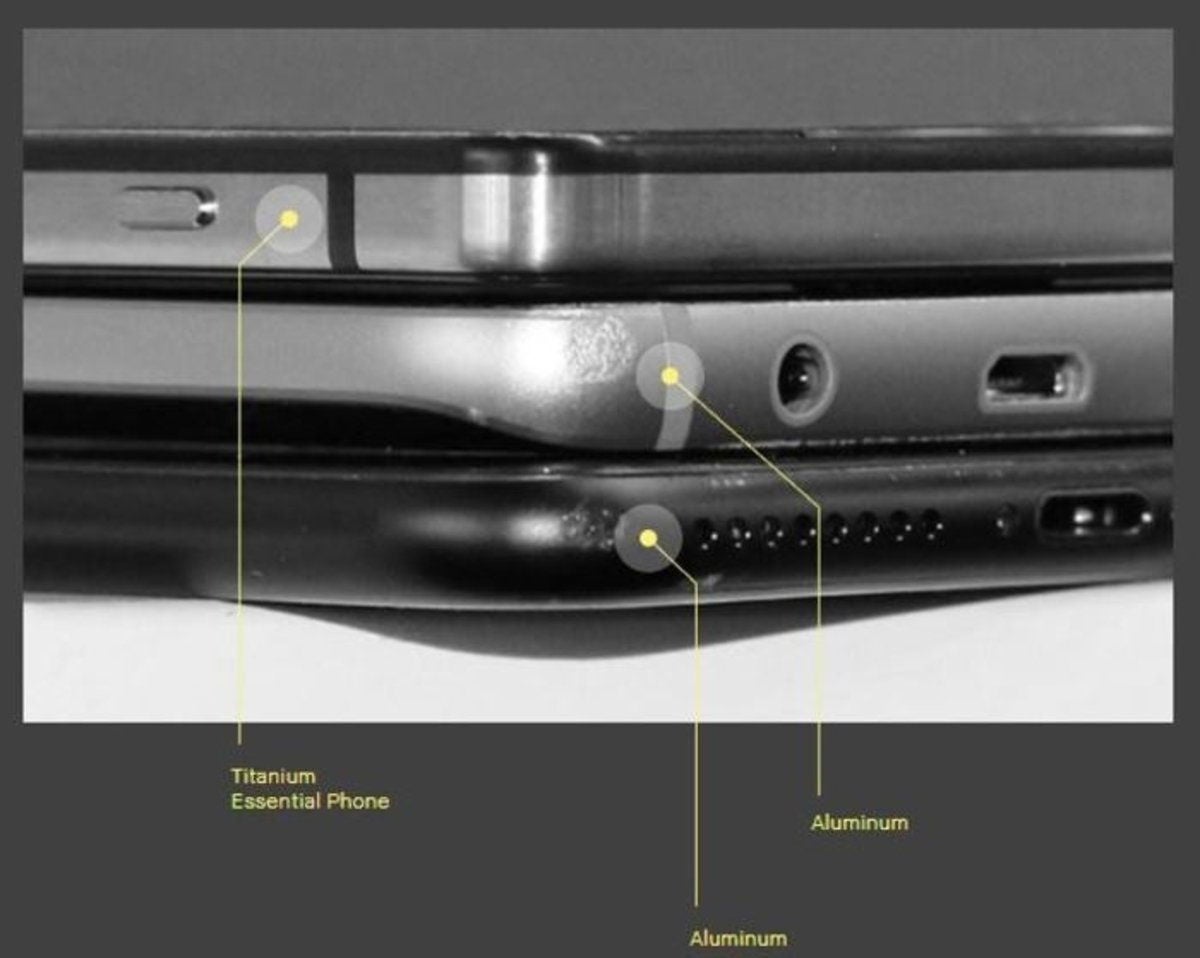Essential Phone, comparativa de resistencia frente a móviles de aluminio