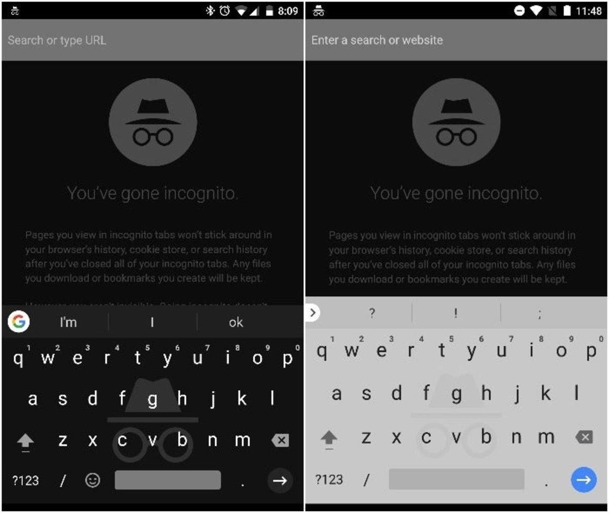 Modo incognito gboard