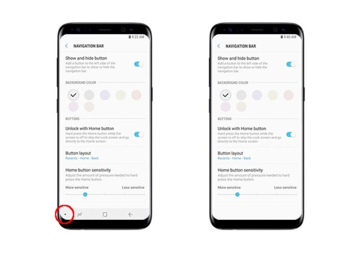 Trucos para el Samsung Galaxy S8, barra de navegación