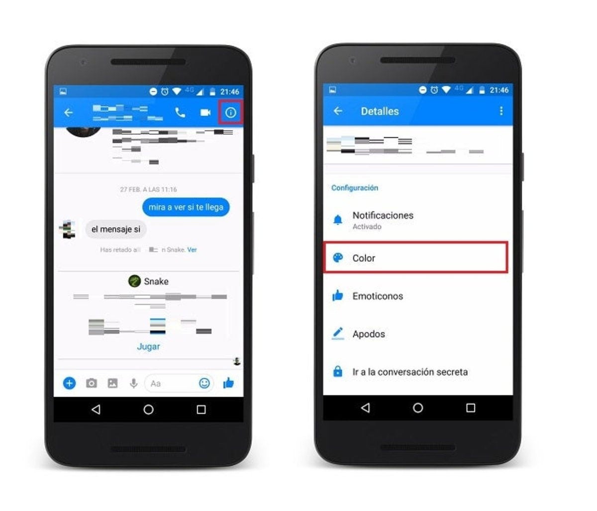 cambiar color chat messenger