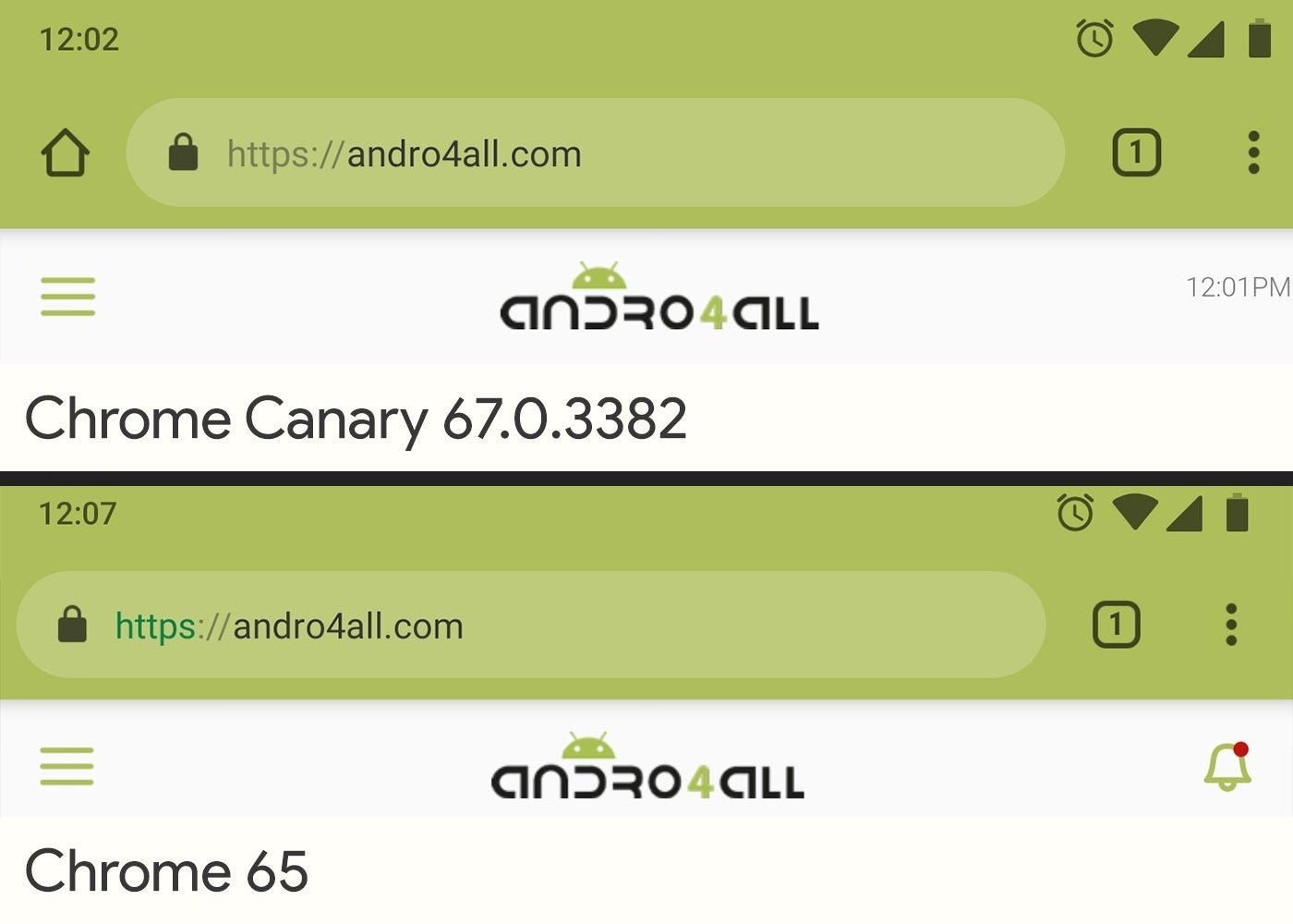Chrome para Android, con y sin boton de Home