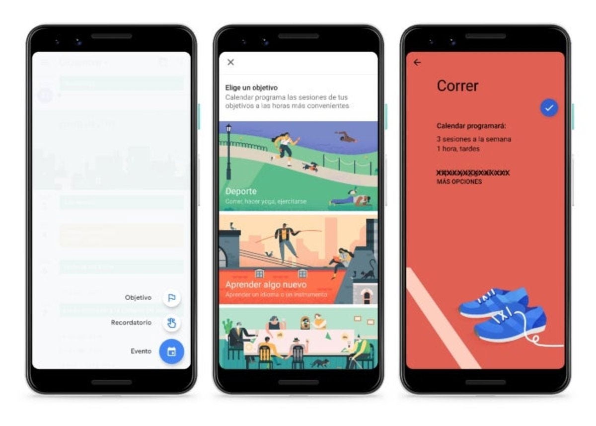 Objetivos en Google Calendar