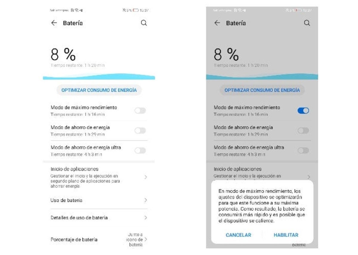 Ahorro batería en EMUI 10