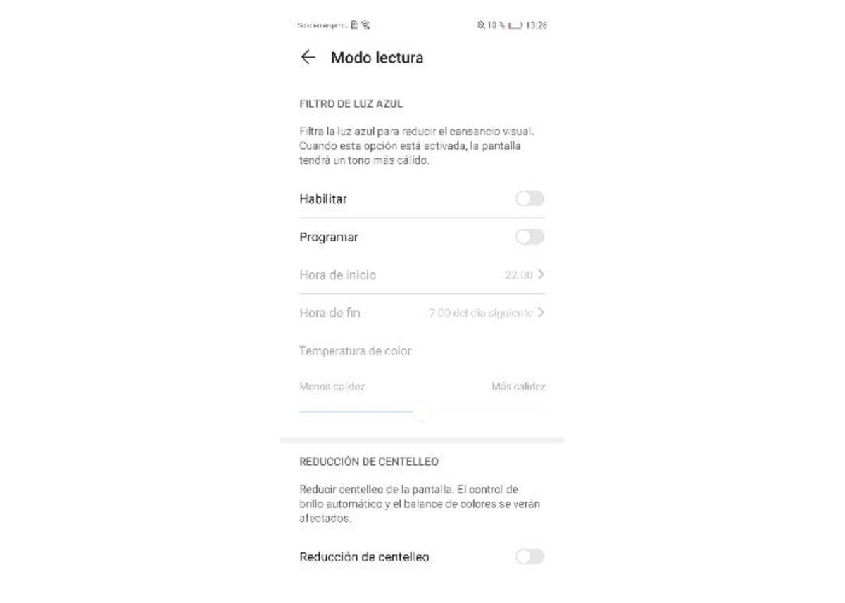 Modo lectura en EMUI 10