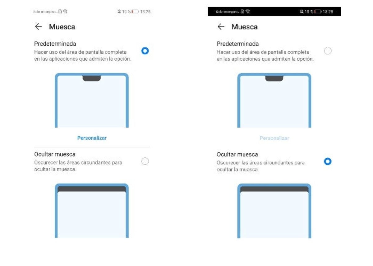 Ocultar muesca en EMUI 10