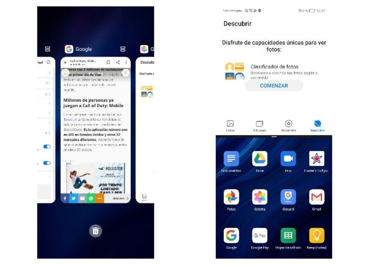 Pantalla dividida en EMUI 10