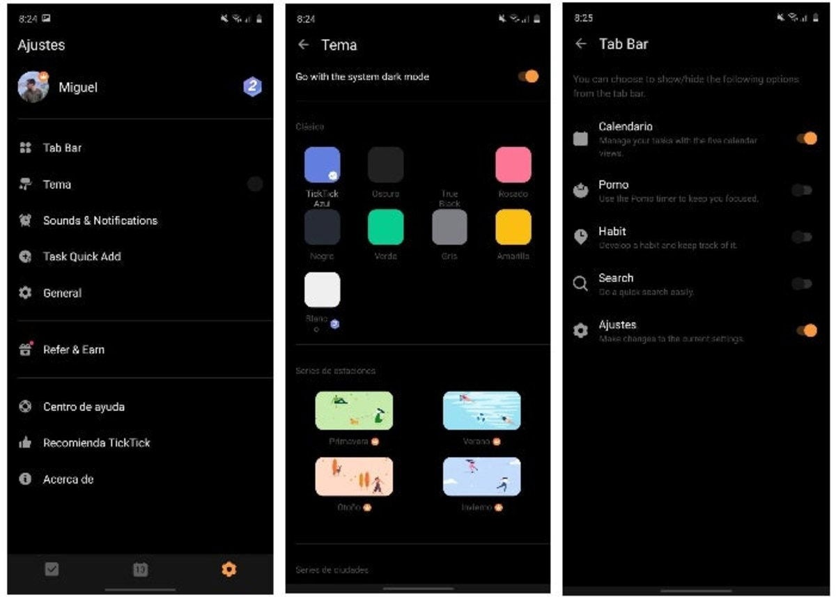 TickTick app personalización