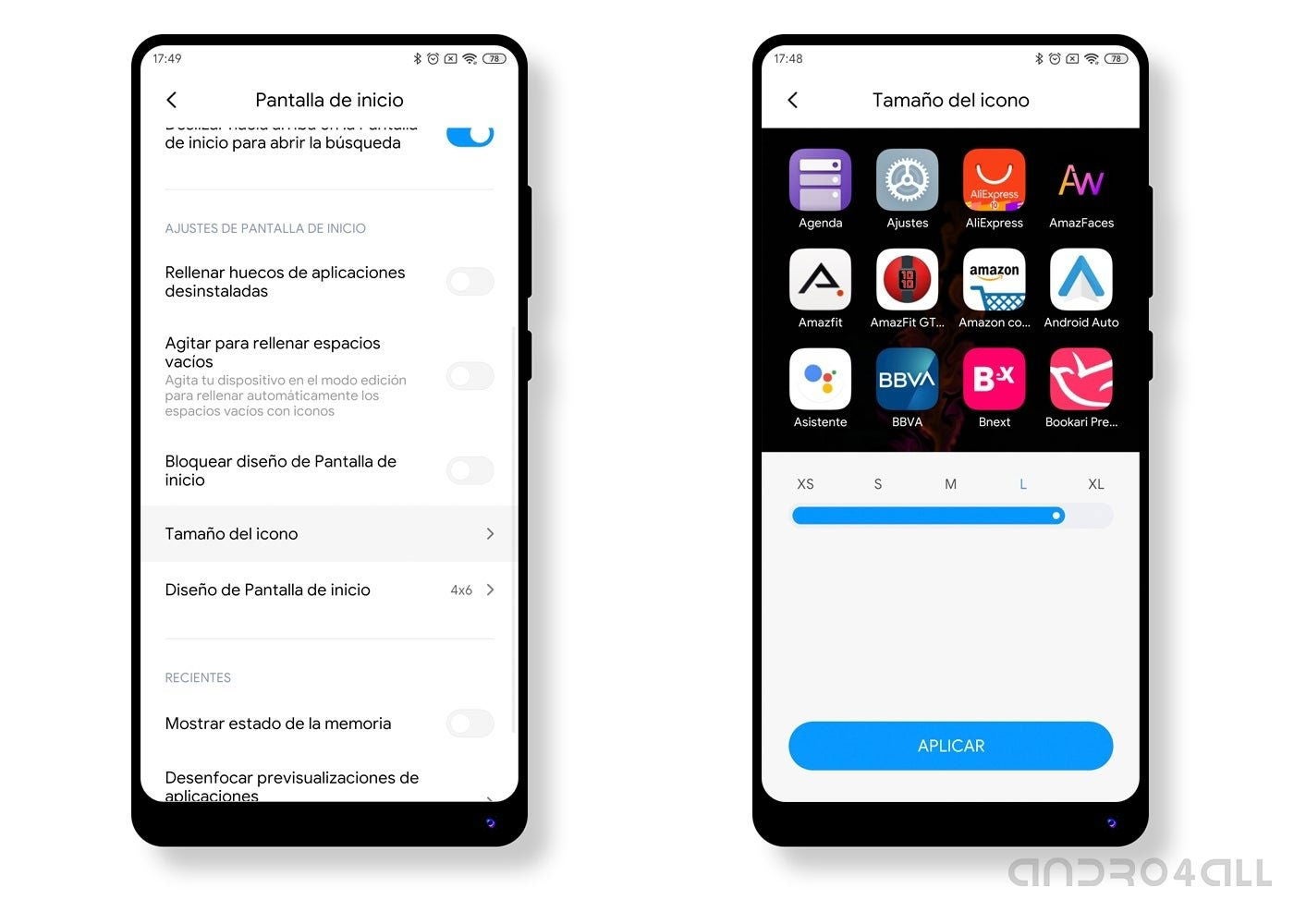 Cambiar tamaño iconos MIUI